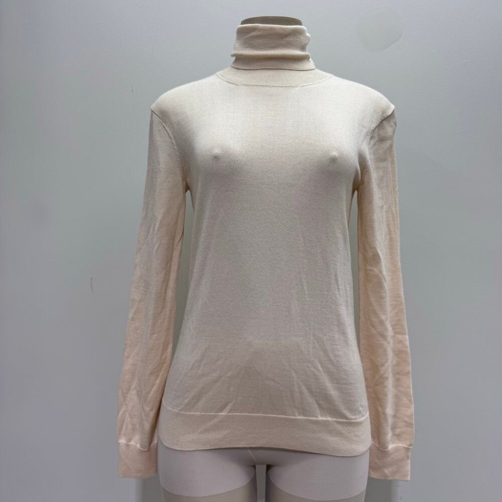 NEW Ralph Lauren Purple Label Cashmere Silk Turtleneck Sweater sz S Cream Basic